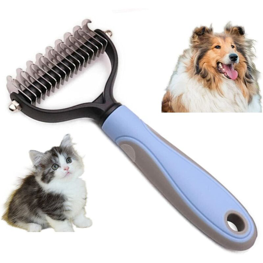 Long Haired Dog and Cat Brush for the Grooming and Maintenance of All Your Pets. xl Size Double Blade Detangling Brushes for Safe Undercoat and Knots