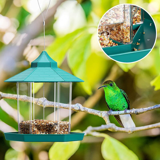 Heguyey - Hanging roof bird feeder for outdoor garden decoration