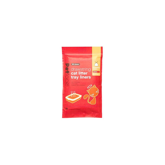 Petface Cat Drawstring Litter Tray Liners, Large, 50-Piece