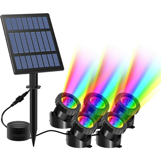 Hiasdfls - Solar Pond Light, 5 Packs Submersible led Flood Lights, Underwater Lights, Outdoor Lighting, Solar Spot Lights with 2 Modes, rgb Color