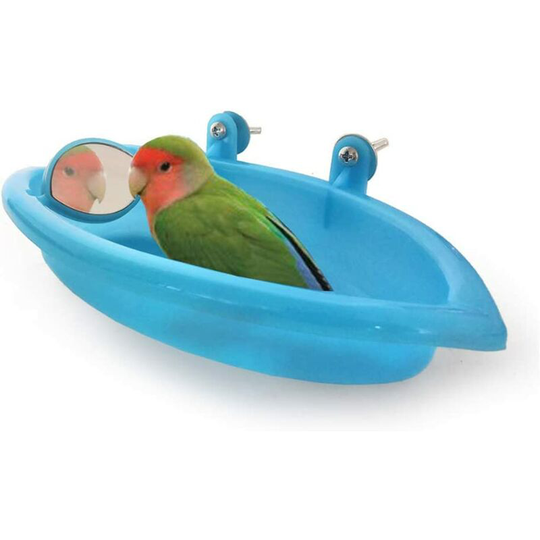 LITZEE Bird Bathtub for Pets Portable Shower Supplies Small Plastic Pets Parrot Basin,Bird Bathtub Parrot Shower Cabin Accessories (Blue)