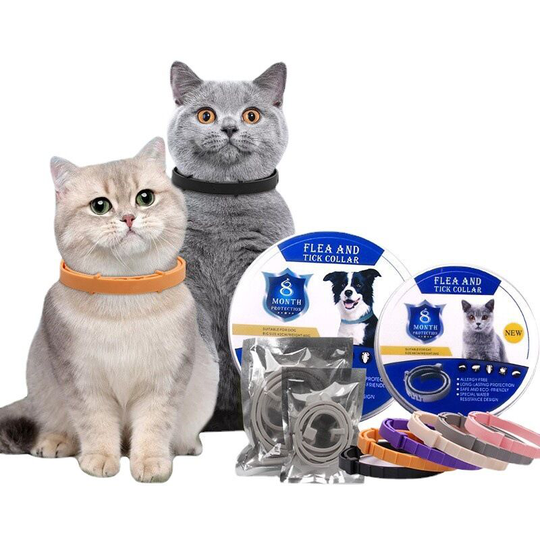 2pcs Anti-mosquito, flea, tick and lice collar for small, medium and large breed puppies (black, orange).