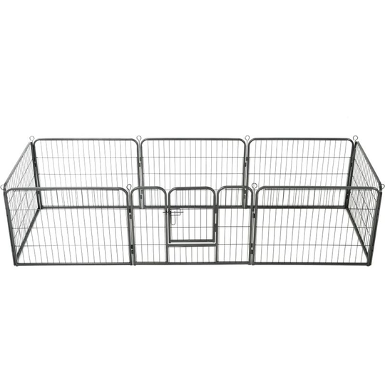 Dog Playpen 8 Panels Steel 80x60 cm Black - Black