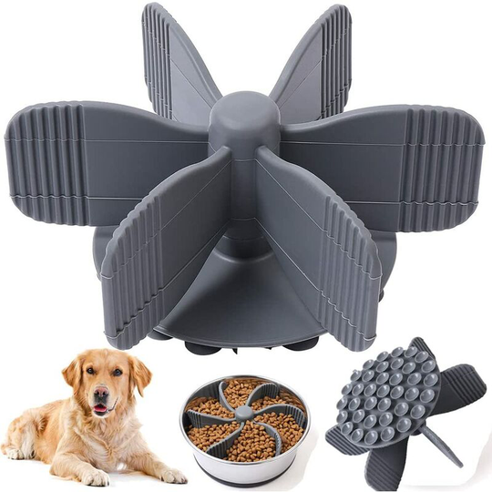 Slow Food Dog Bowl Inserter, Anti Glutton Dog Bowl with 37 Suction Cups, High Quality Cuttable Silicone Insert Fits Most Dog/Cat Bowls