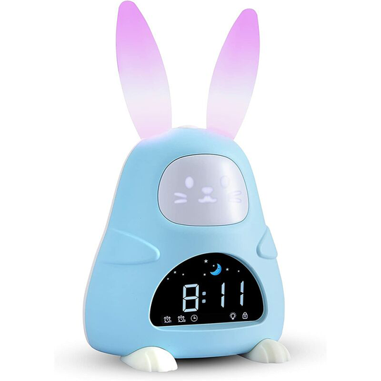 Benobby Kids - Wireless Educational Children's Alarm Clock Rabbit Nightlight 5 Colors Pedagogical Adjustable Brightness Light for Day Night Boy Girl