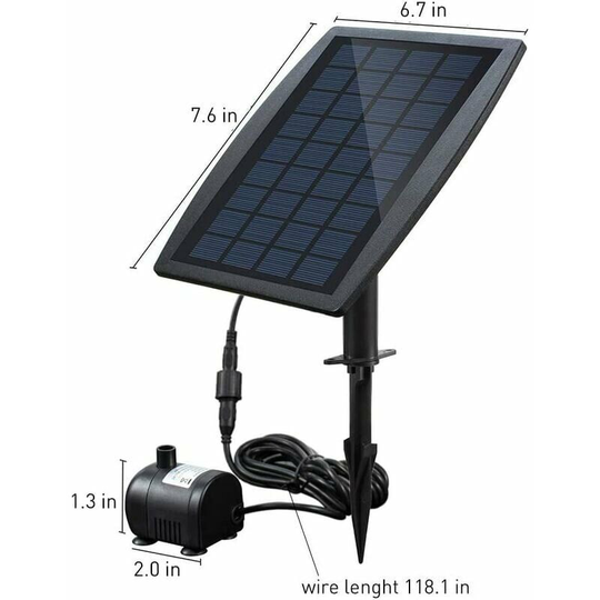 Brushless Solar Water Pump for Pond Solar Fountain Water Pump with Solar Panel 9V 2.5W 200L/H.