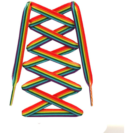 4 pairs of rainbow laces Gradually changed personalized color vertical pattern trend laces 120cm