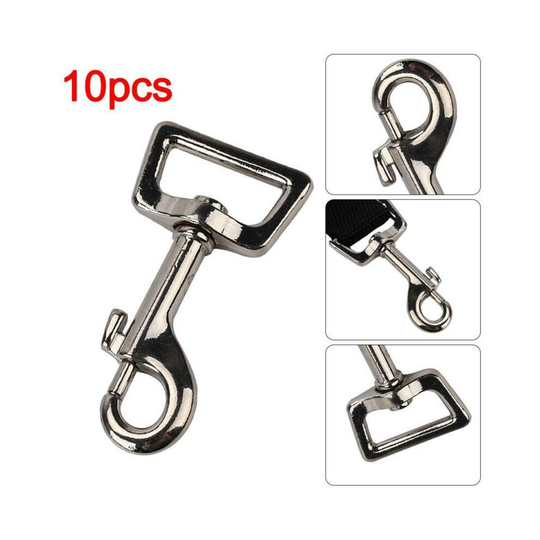 Dog Lead Clips Heavy Duty Pack of 10 25mm 1 inch Square Snap Trigger
