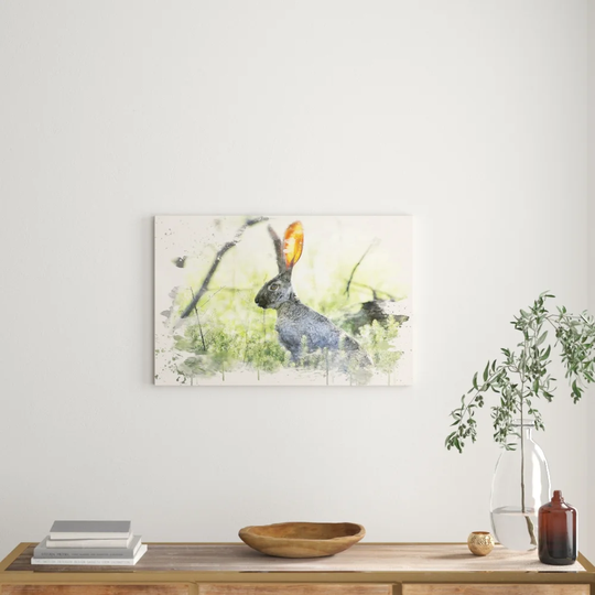 'Hare in the Meadow' Painting on Canvas