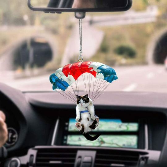 FVO - Car Rearview Mirror Ornaments, Creative Cute Cat Car Pendant with Colorful Balloon, Car Interior Decoration Accessories, Car Rearview Mirror