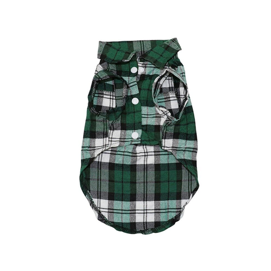 (Green, S) Pet Dog Clothes Soft Puppy Spring Summer Plaid Shirt Outfits Pet Clothing Pet T-shirt