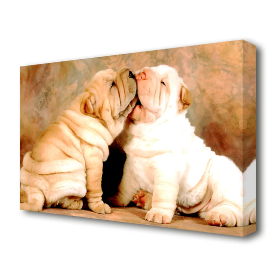 Shar Pei Puppies Wildlife - Wrapped Canvas Photographic Print