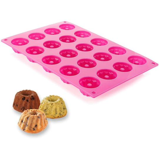 Mini Bundt Cake Mold - Silicone Bundt Cake Mold, 29.8x19.9x2.2cm, Pink - Aespa