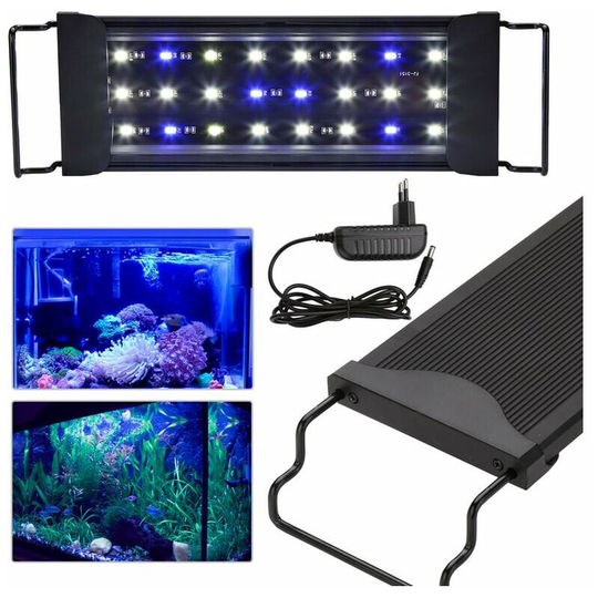 Bearsu - 12W led Aquarium Lighting White+Blue Top Light Aquarium Waterproof 30-50cm