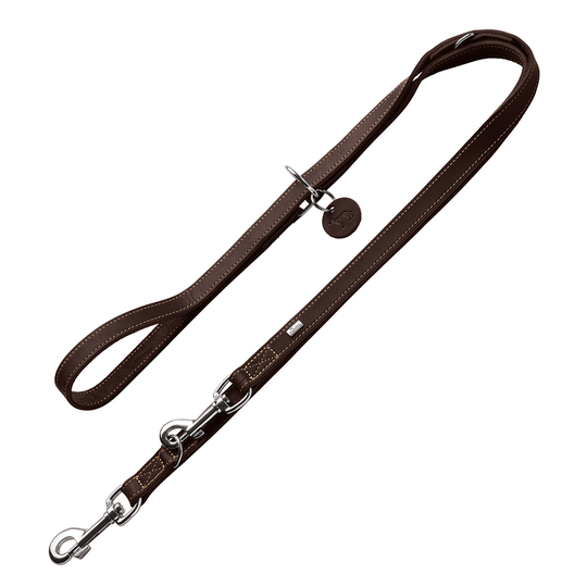 HUNTER Aalborg Adjustable Lead - Dark Brown - 200cm length, 13mm width