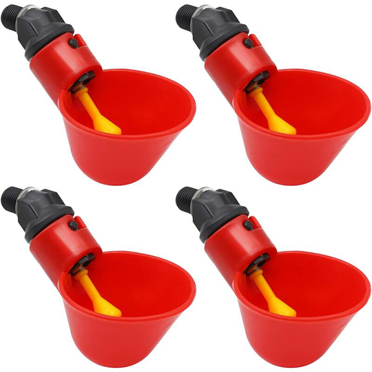Aougo - Automatic Chicken/Poultry Drinkers/Garden Innovations with Watering Cups Cups Bowls Plastic Red Garden Chicken Flock Duck Bird Feeder 4 Water