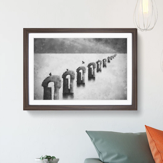 Perched Pigeons - Picture Frame Graphic Art Print