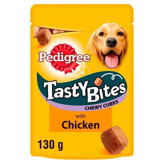 Pedigree Tasty Bites Dog Treats Chewy Cubes With Chicken 8x130g