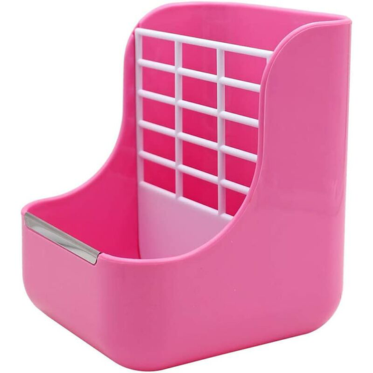2 in 1 Feeder and Grass Frame for Rabbits Chinchillas Large Guinea Pigs Bite-Resistant Small Animals with Fixed Kit (Pink)