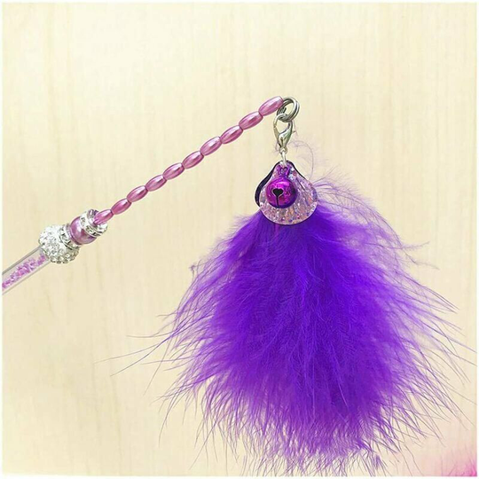 Cat Toy Fishing Rod Feather Wand Interactive Cat Feather Stick Toy for Kitten Cat Animals Dr & ocirc; the Cat Toy Purple