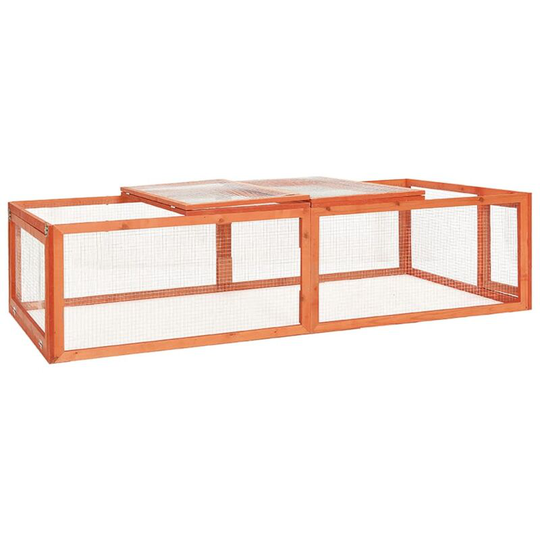 Rabbit Hutch 183x90x46.5 cm Solid Firwood vidaXL - Brown