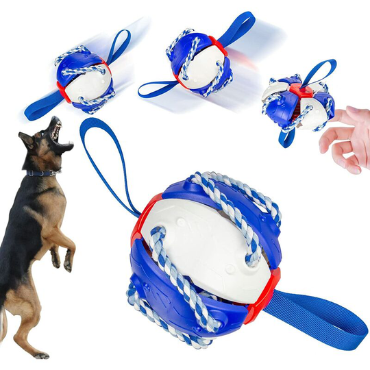 Dog Balls, Auto Bounce Dog Frisbee, Interactive Dog Toys (White Blue,1pcs)