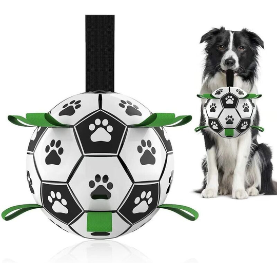 Monly - Dog Toys Soccer Ball with Grip Tabs, Interactive Dog Toys for Tug of War, Puppy Birthday Gifts, Dog Tug Toy, Dog Water Toy, Durable Dog Balls