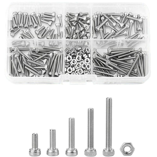 M2.5 Scrung and screw screws, 210 pcs Cylindrical head screw box Six hollow sides in stainless steel 304 with Scrutor M2.5 x 6/8/16/20mm