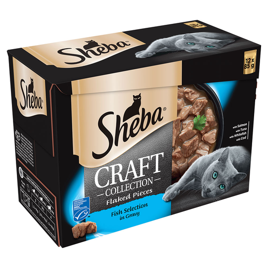 Sheba Shredded Pieces Craft Collection 12 x 85g - Fish Selection in Gravy
