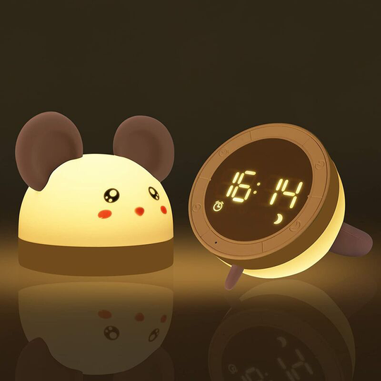 Children's Digital Alarm Clock, Cute Bedside Lamp Alarm Clock with Night Light Timer Countdown Function usb Charging