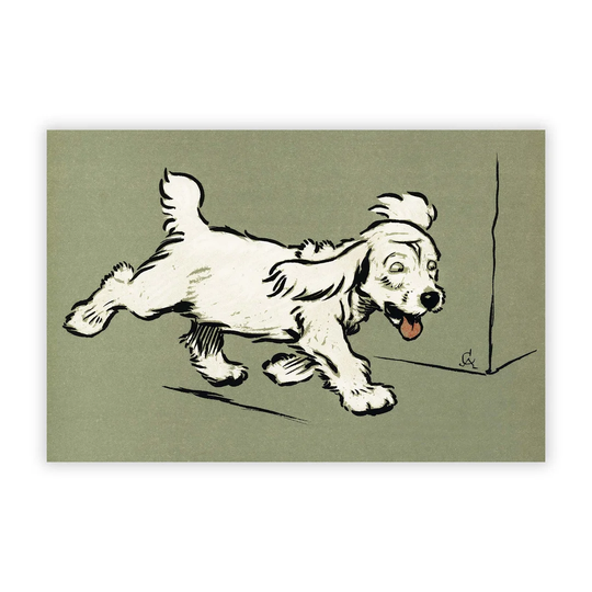 'The White Puppy' by Cecil Aldin - Unframed Painting Print on Paper