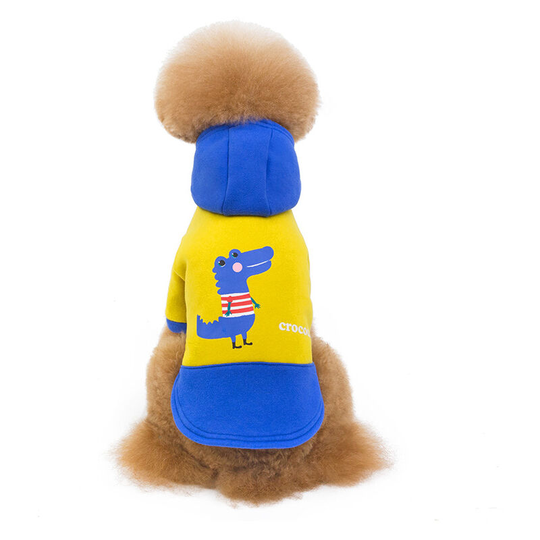 Pet sweatshirt fall and winter warm fleece dog sweatshirt crocodile print clothes teddy pit bull dog clothes , m (chest 44', neck 30', back 26'
