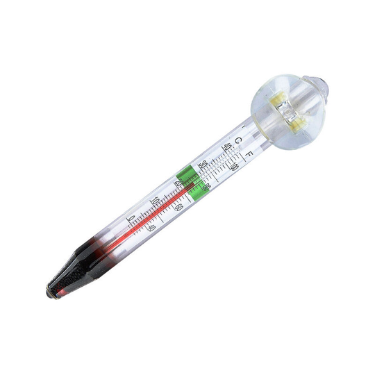 Floating glass thermometer with suction cup