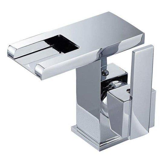 Waterfall led bathroom faucet, silver