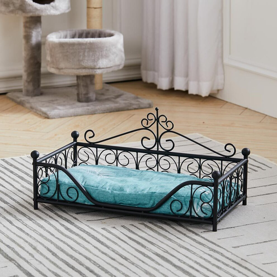 Vintage Metal Frame Pet Sofa Bed Dog Cat Couch with Soft Cushion Seat Lounger