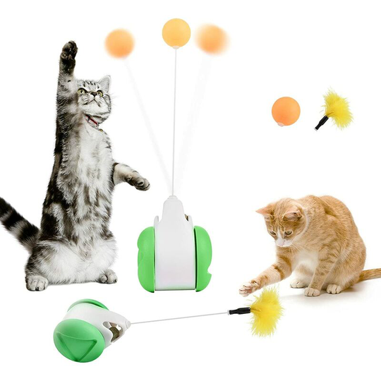 Feather Toys Interactive Cat Toy, Cat Toys, Balance Swing Cat Toys, 360° Rotating Toy with Catnip, Pet Training Toy (Green)
