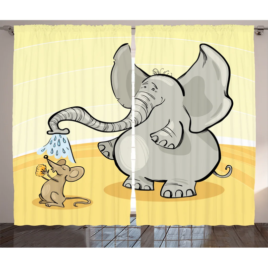 Funny Bathing Mouse Trunk in the Desert 2 Piece Room Darkening Curtain Set