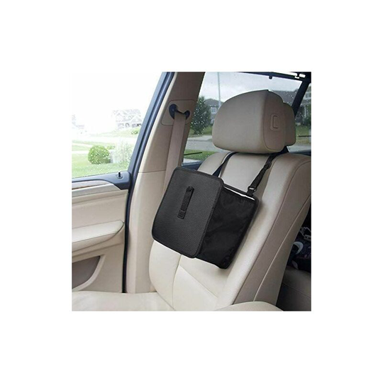 Car Trash / Organizer, Waterproof Hanging Car Trash Can, Garbage Bag, Organizer - Black Gray outline