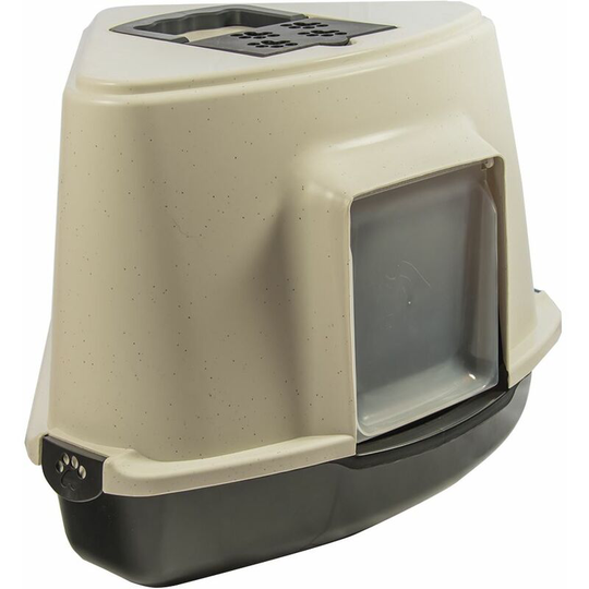 Corner Hooded Enclosed Cat Litter Box/Pet Loo with Filter - Dark Grey - Dark Grey
