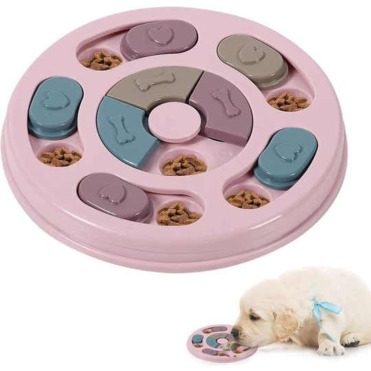 Durable Interactive Dog Toys, Dog Puzzle Feeding Toy Slow Fit Dog Toys, Non-Slip Puzzle Toys for Dogs, Puppies & Cats (Pink) - Langray