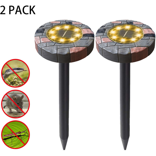 Asupermall - Solar Powered Ultrasonics Pest Repeller LEDs Lawn Light Repel Mole Gopher Vole Mouse Chaser for Outdoor for Lawn Garden Yard Home Humane