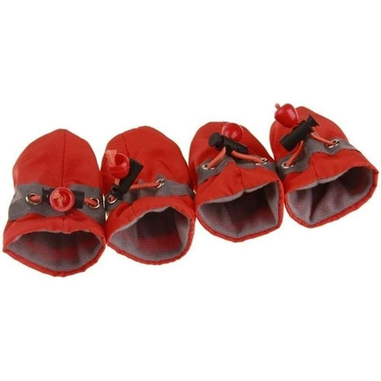 Tinor - 4 pcs Dogs Rain Shoes Boots Waterproof Booties Footwear For Small Dog Puppies Shoes Anti-slip Shoes Winter Supplies Case (Color :red, Size :