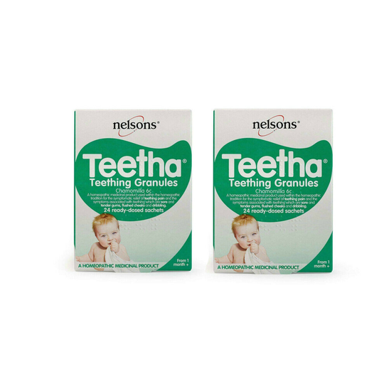 2 x Nelsons Baby Teetha Teething Granules 24 Ready-Dosed Sachets
