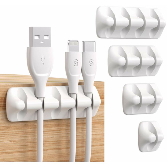 Desk Organizer Cable Clips - Set of 5 - Silicone Cable Holder Fixed Adhesive Cable Clip Holder Cord Storage for Charger/Mouse/Earphone/Phone Cord
