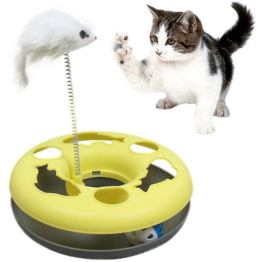 Deckon - Cat Interactive Toys Roller Catch Ball Pet Kitten Fun Toy With Teaser Mouse Exercise Puzzle Christmas