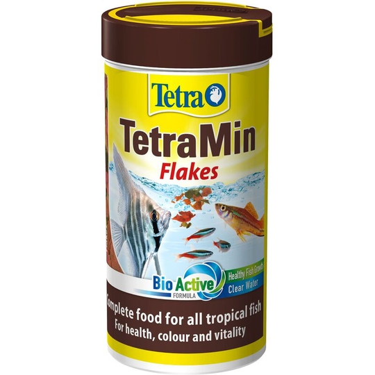 Tetra Min Fish Food Flakes, Complete and Varied Food for All Tropical Fish, 250 ml/52 g