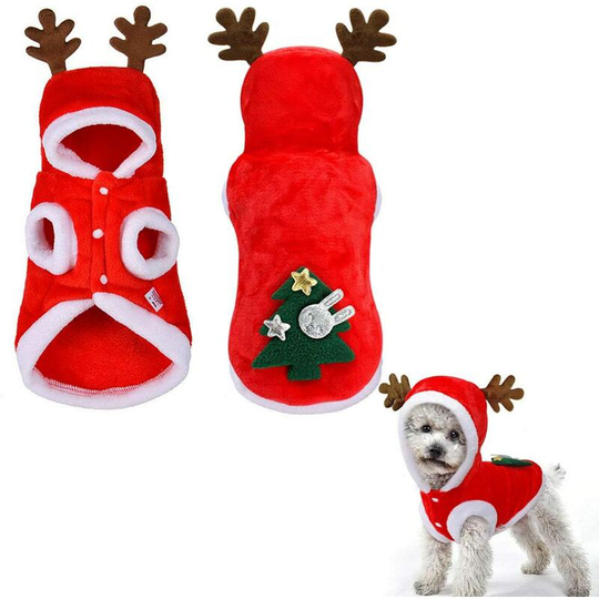 FVO - Christmas Dog Clothes, Dog Coat, Small Dogs Costume, Christmas Dog Costume, Winter Pets Hooded Coat Dog Clothes Pet Clothes (m)