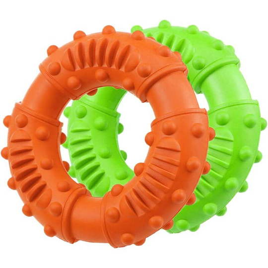 Dog Chew Toy, 2 Piece Dog Chew Toy Ring, Chew Teething Rings, Dog Teeth Cleaning Toys Clean Teeth and Massage Gums