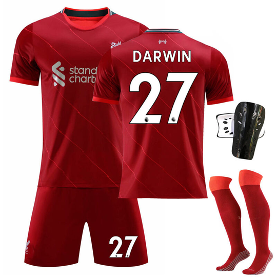 Liverpool Home Soccer Jersey Set No. 27 with socks+protective gear, children's size 22