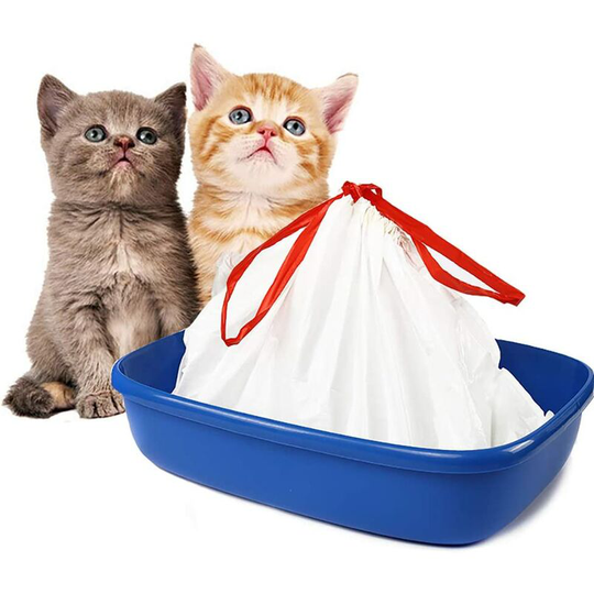 10-pack litter box bags with non-scratch drawstrings for medium and large sized cat litter